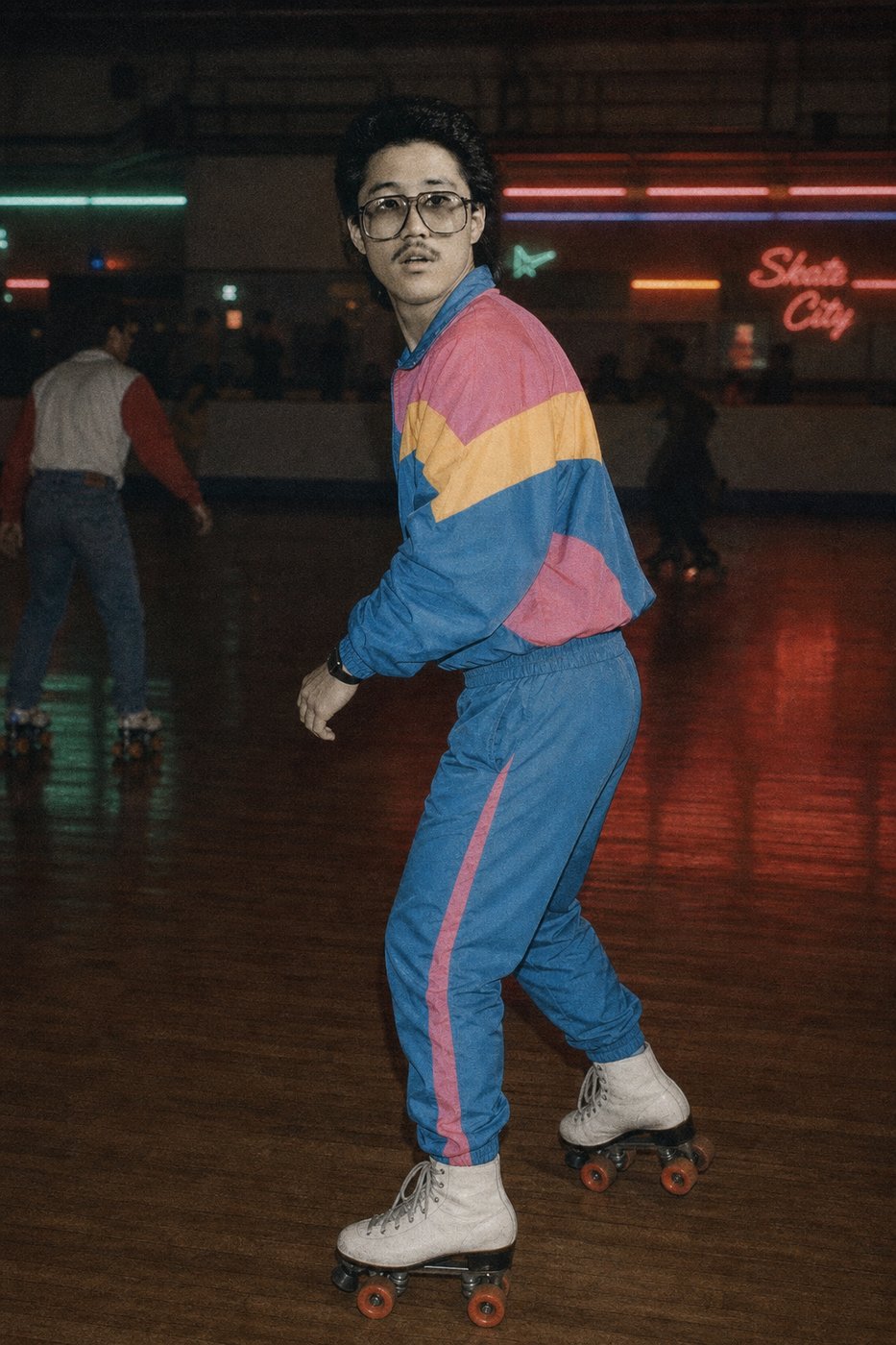 Dad roller skating